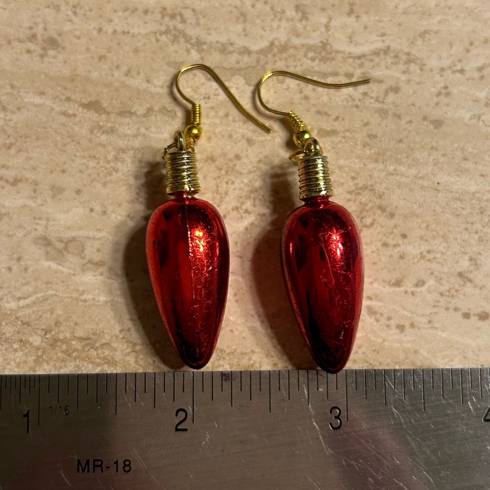 Red light bulb Ornament Earrings
